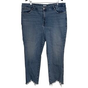 Good‎ American The Good Classic Straight Leg Jeans Distressed Raw Hem Size 22